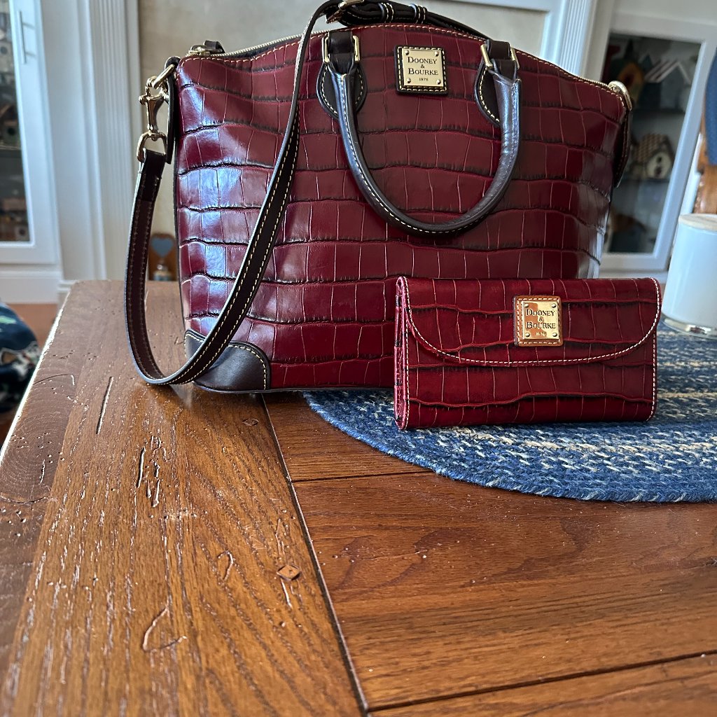 Dooney & Bourke Red Crocodile-Embossed Satchel